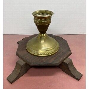 VINTAGE Duchin Hand Spun Jewelers Brass Candle Holders Pierced Top 1940-1960's